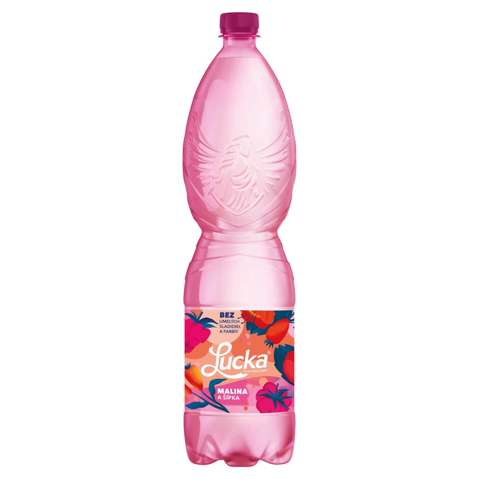 Lucka Tvoj vodný anjel Pramenitá voda jemne perlivá malina a šípka 1,5 l