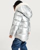 image 3 of F&F Girls Metallic Shower Resistant Puffer Jacket in Silver