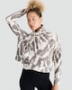 image 2 of F&F Active Abstract Print Cropped Hoodie in Grey