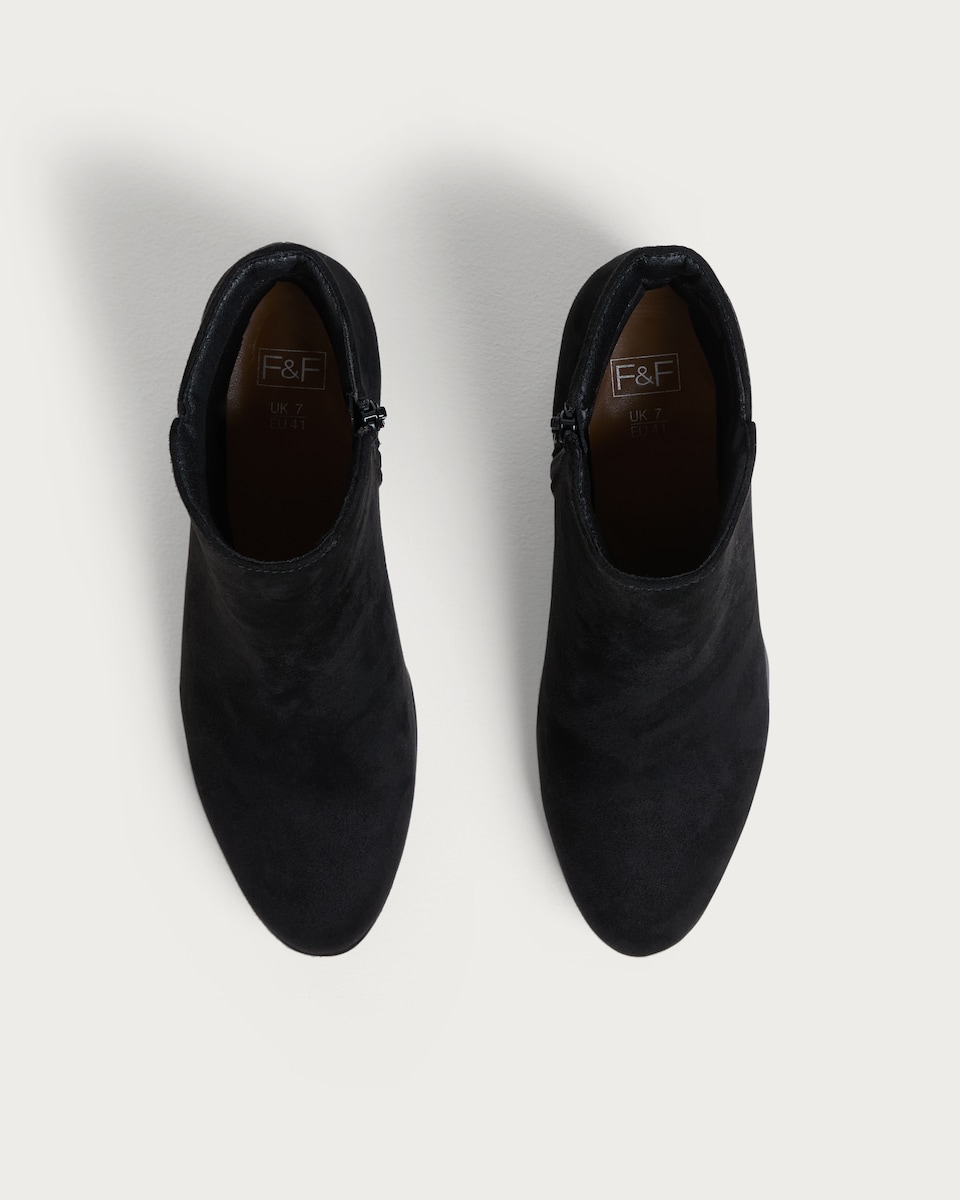 image 1 of F&F Textured Block Heel Ankle Boots in Black