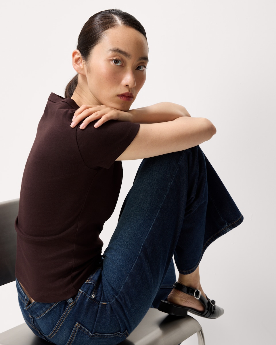 image 1 of F&F Cotton Rich Crew Neck T-Shirt in Brown
