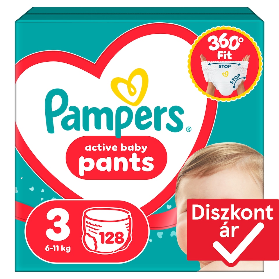 image 1 of Pampers Active Baby Pants Size 3, 128 Nappies, 6kg-11kg