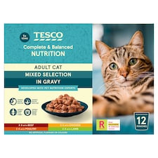 Tesco Adult Cat Food Mixed Selection in Gravy 12x100g