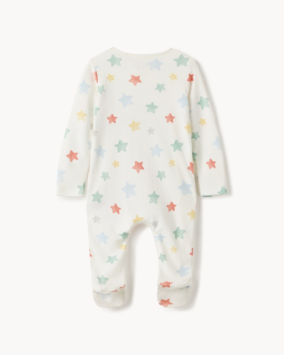 image 1 of F&F Baby Pure Cotton I Am Magic Star Sleepsuit in White