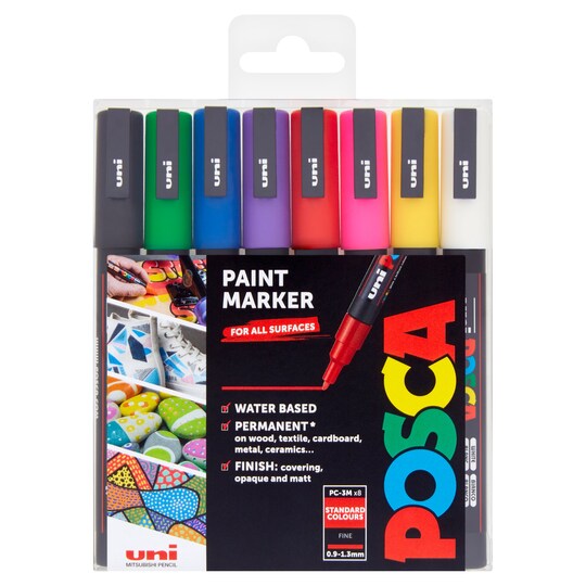 Posca Paint Markers Fine 8 Pack Tesco Groceries