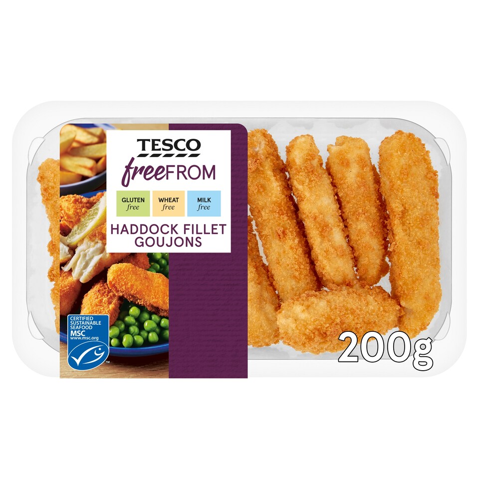 Tesco Free From Breaded Haddock Goujons 200G