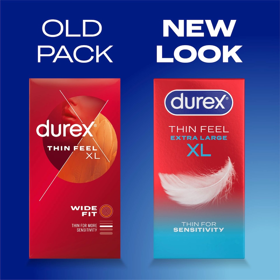 image 1 of Durex Thin Feel XL Condoms More Sensitivity Wide Fit 12 Pack