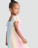 image 2 of F&F Girls Rainbow Pleated Dress in Multi