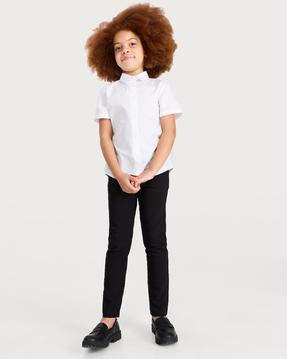 image 1 of F&F School Girls Skinny Fit Trousers in Black
