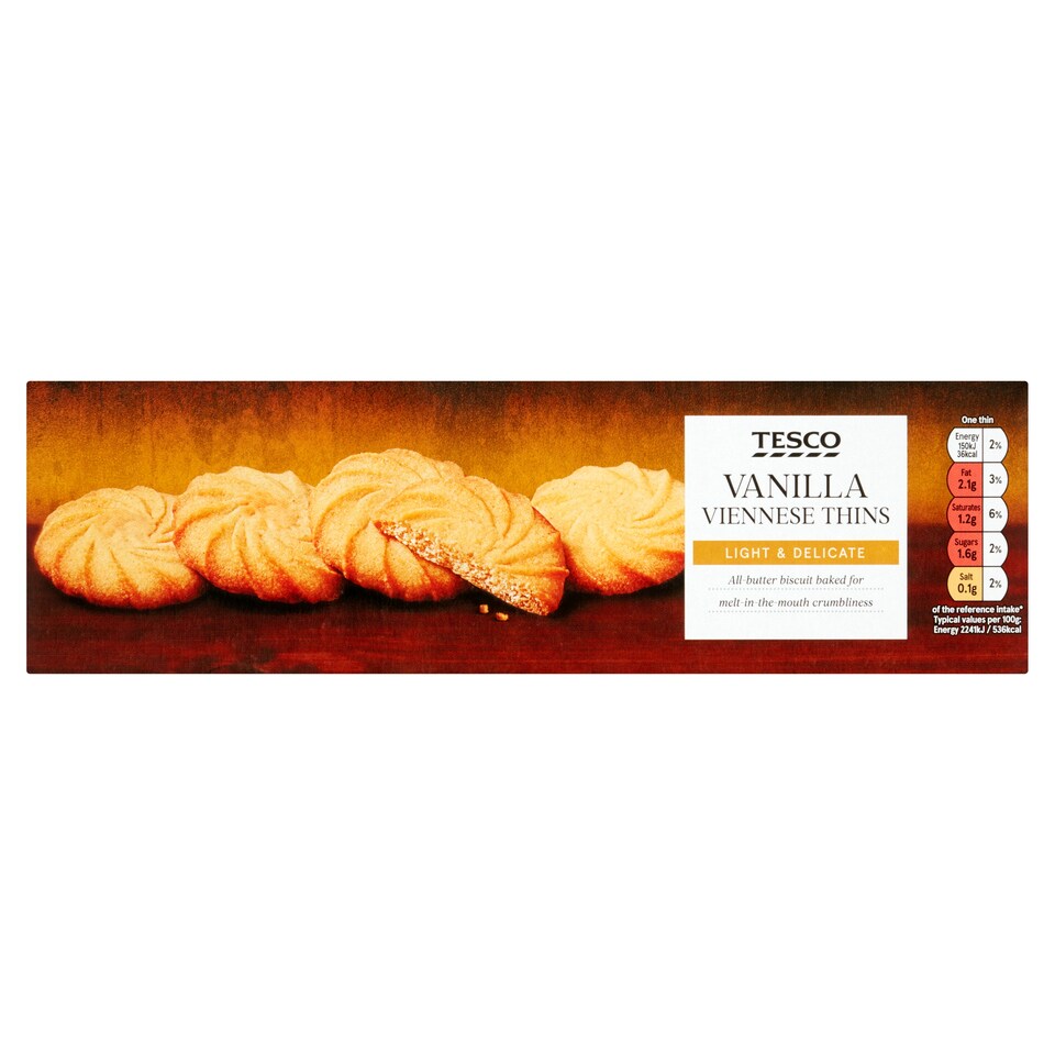 Tesco Vanilla Viennese Thins 125g