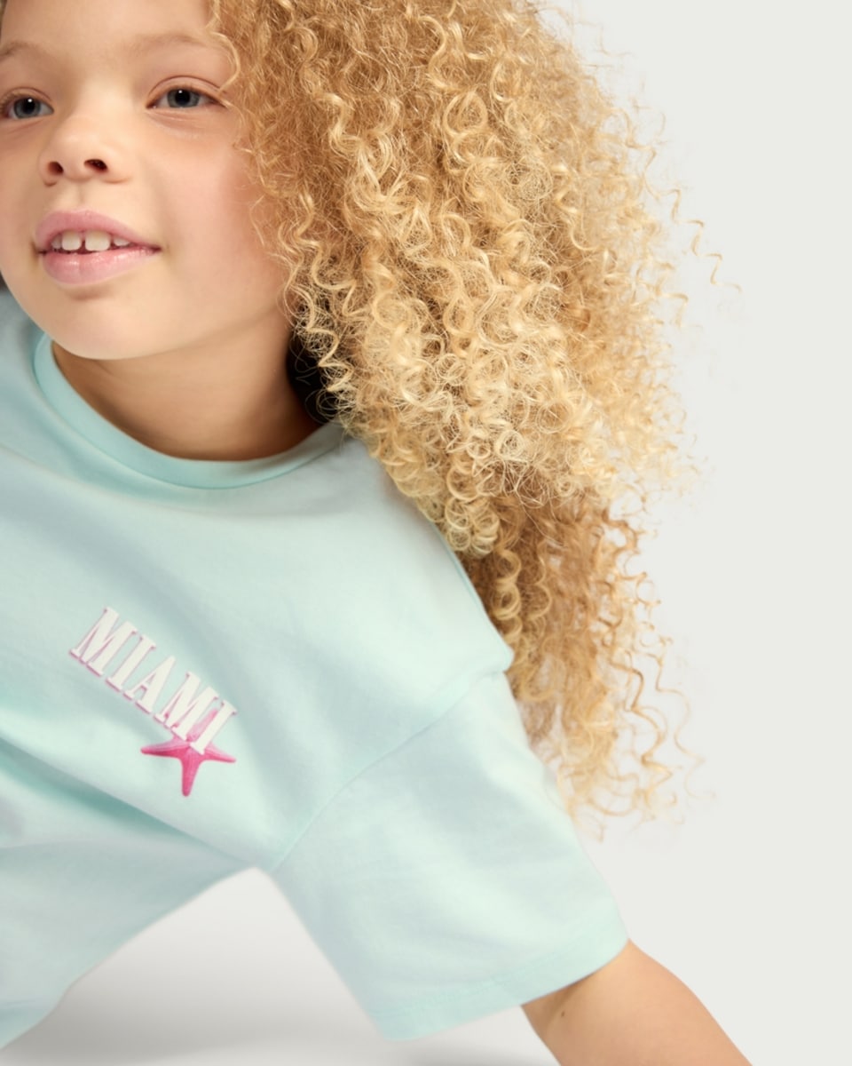 image 1 of F&F Girls 2-Piece Cotton Rich T-Shirt and Cycling Shorts Set in Multi Pink