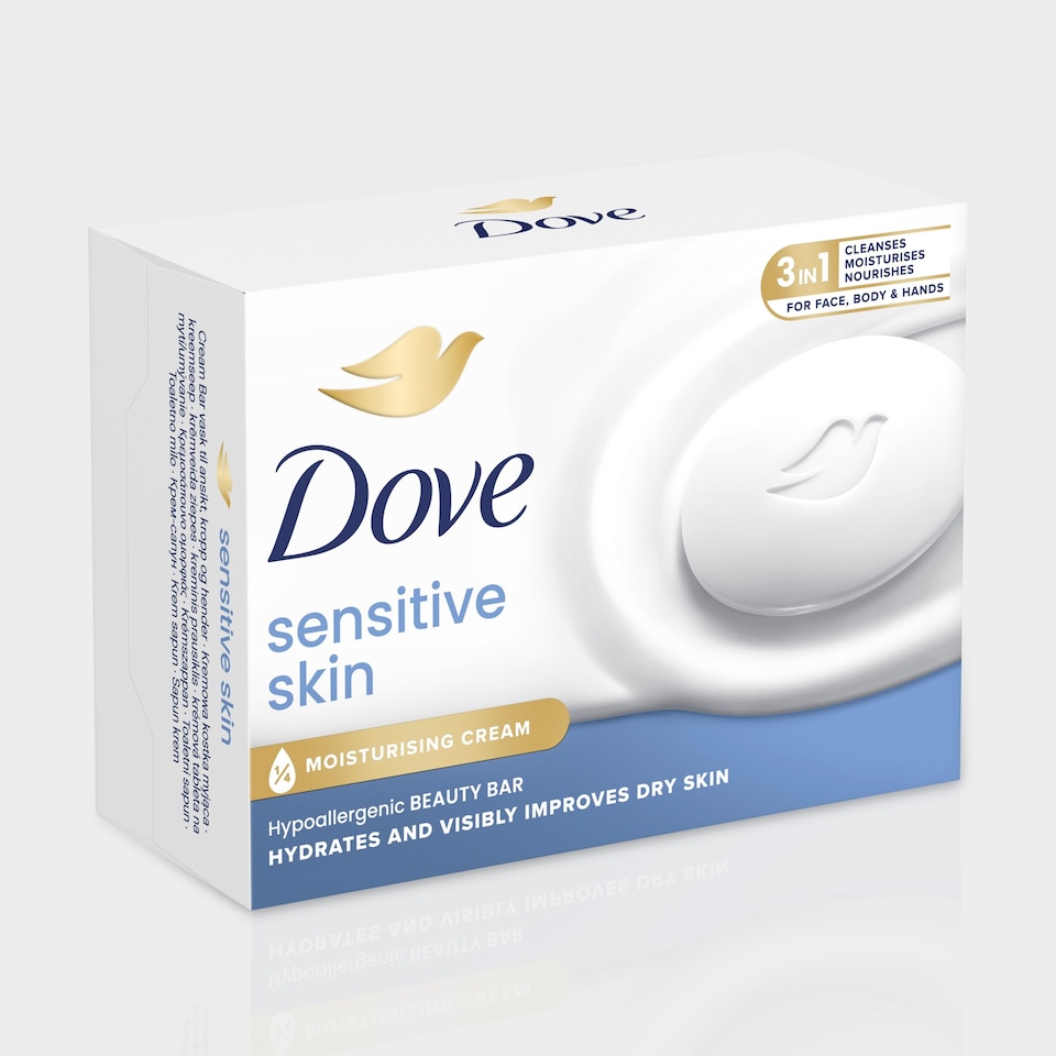 image 1 of Dove Sensitive Beauty Bar Soap with 1/4 Moisturising Cream 2 x 90g