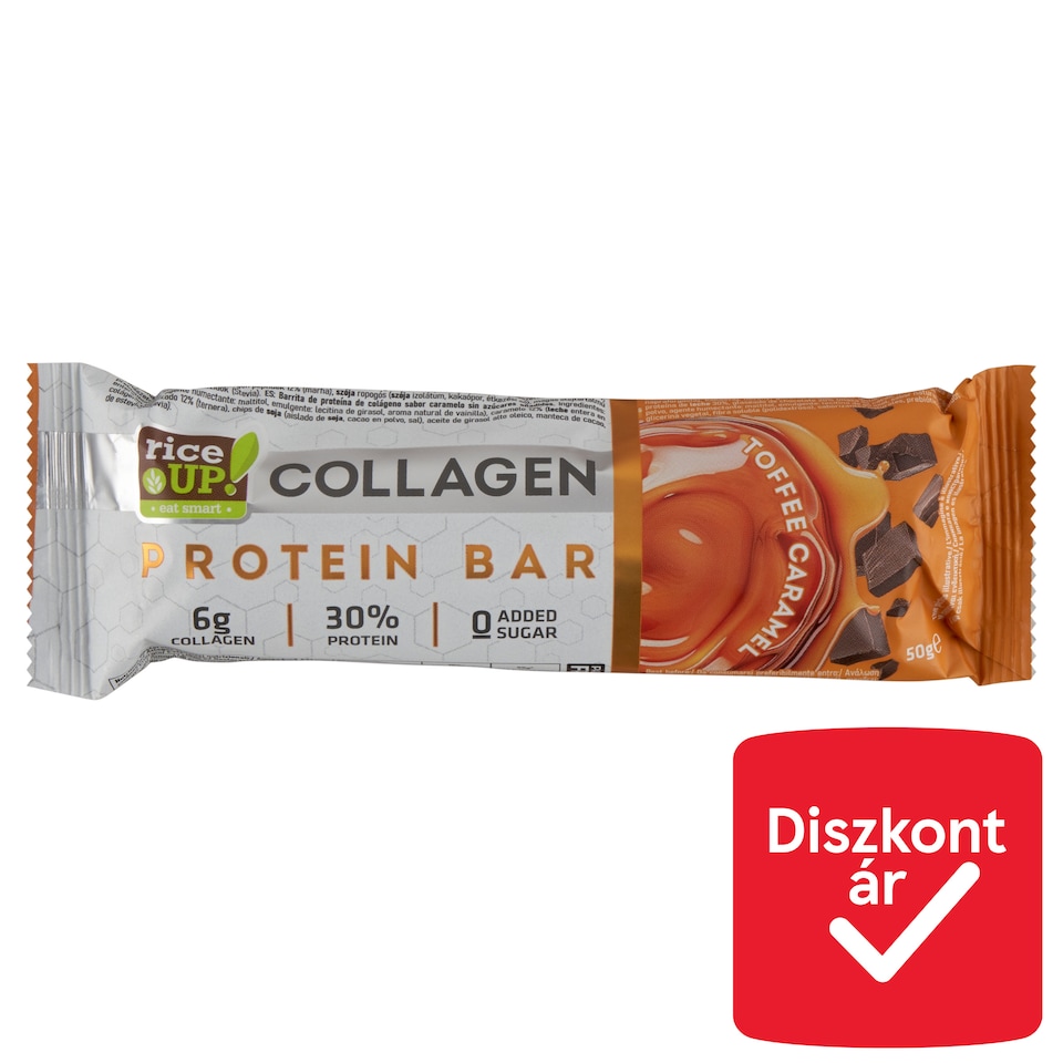 RiceUp! kollagénes fehérje szelet karamell ízesítéssel hozzáadott cukor nélkül 50 g  1. kép