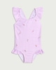 image 1 of F&F Baby Gingham Ice Cream Print Bow Back Swimsuit in Lilac