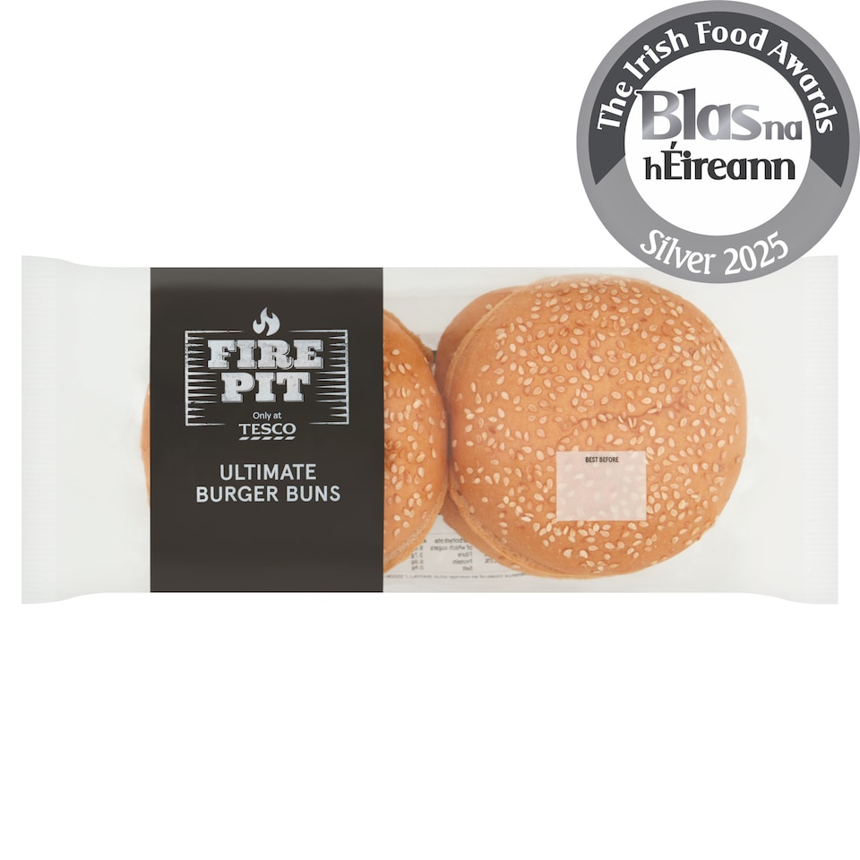 Tesco Fire Pit Ultimate Burger Buns 4 Pack 310G