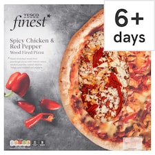 Tesco Finest Spicy Chicken And Red Pepper Wdfired Pizza 500G