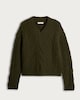 image 4 of F&F Cable Knit V Neck Jumper with Wool in Khaki
