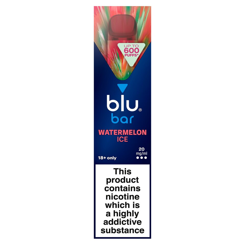 blu bar Watermelon Ice Disposable Vape 20mg/ml Tesco Groceries
