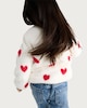 image 3 of F&F Girls Fleece Textured Heart Print Zip Up Jacket in Cream