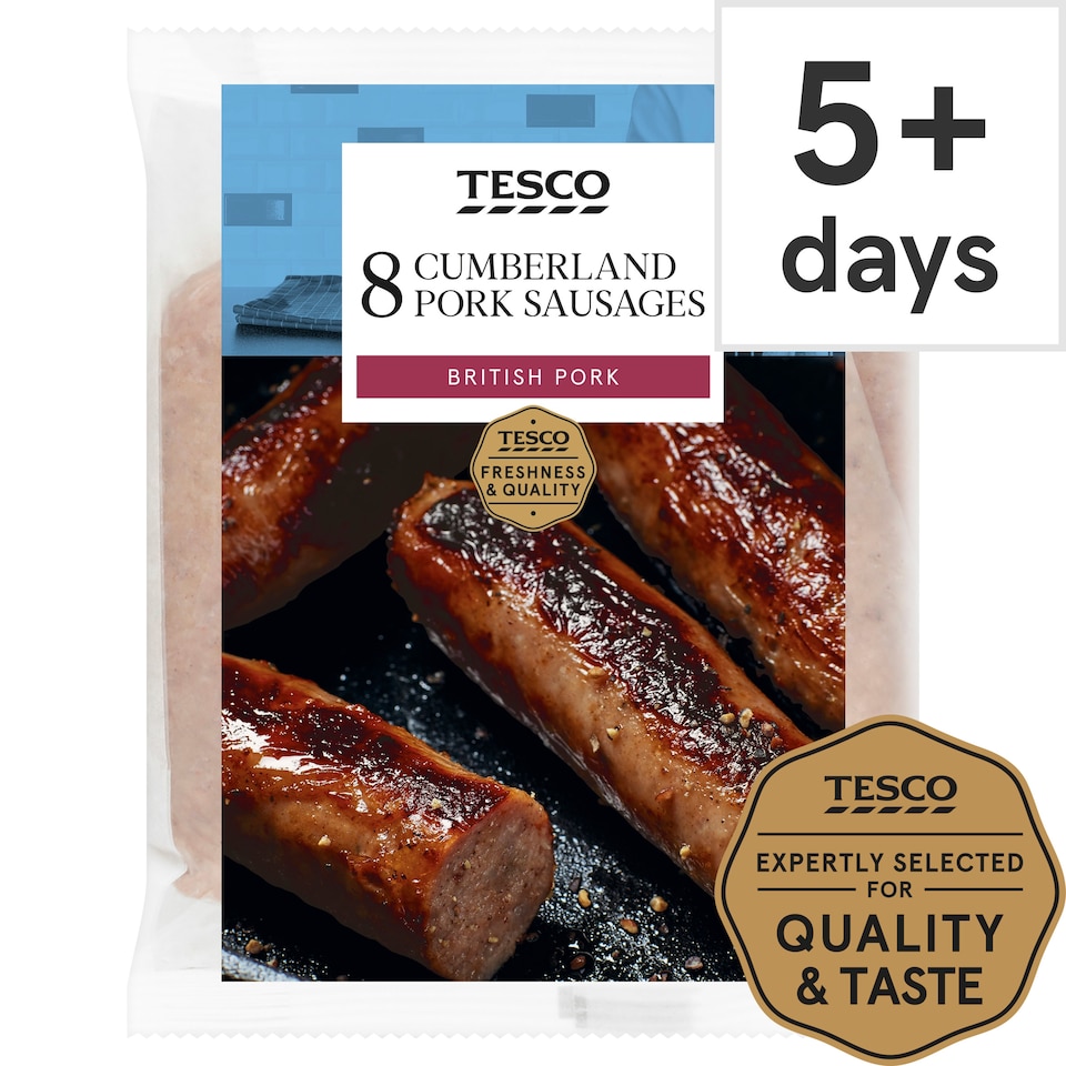 image 1 of Tesco British Cumberland Sausages 8 Pack 454G