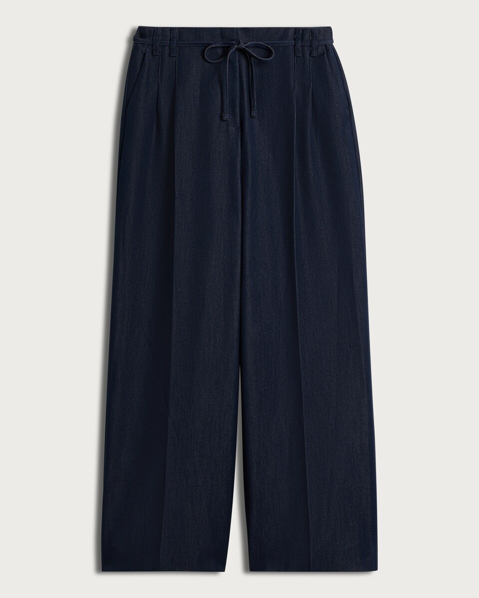 image 1 of F&F Tie Waist Wide Leg Tailored Trousers in Blue