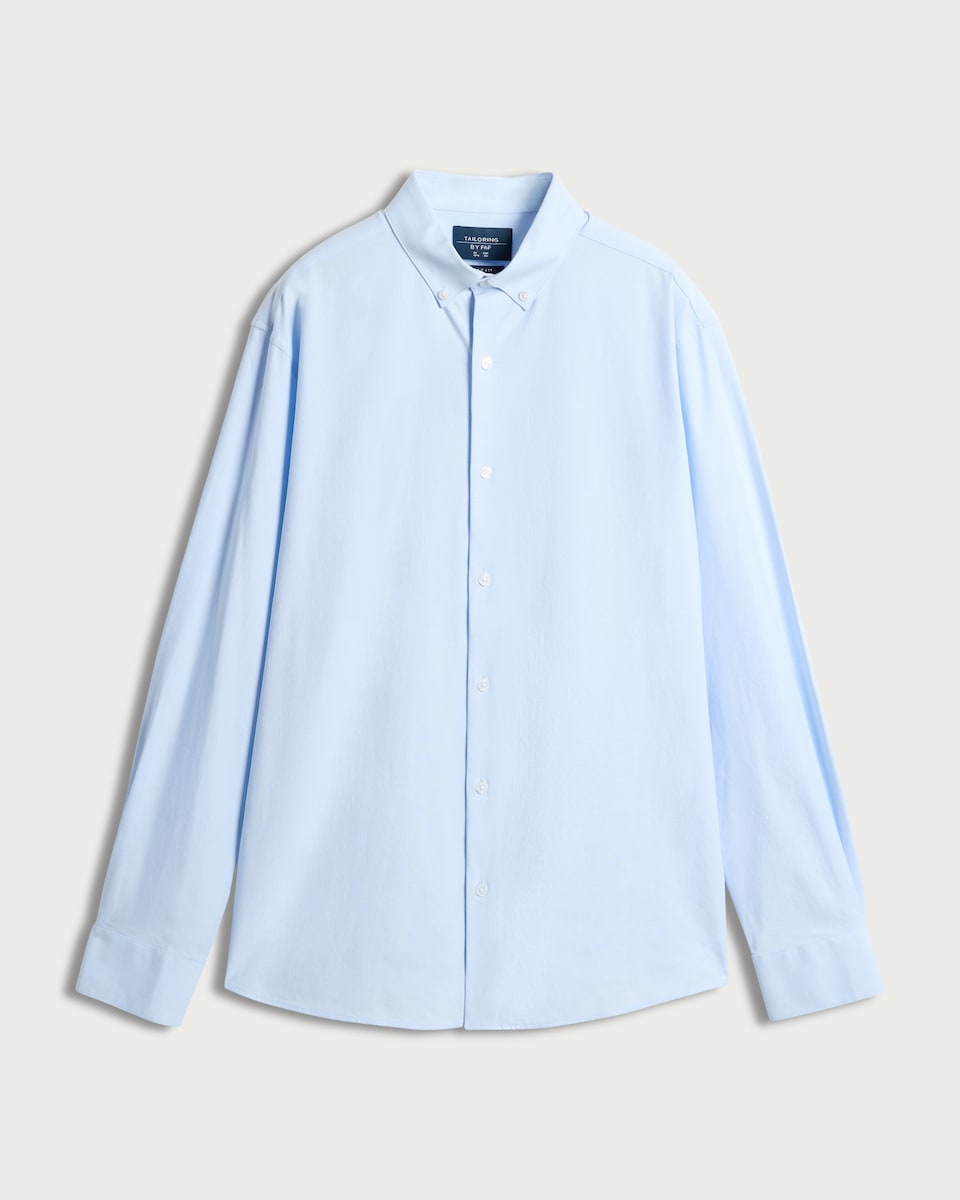 image 1 of F&F Regular Fit Stretch Button Down Collar Formal Shirt in Blue