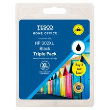 Tesco Remanufactured HP 302 XL Black Ink Cartridges - Triple Pack