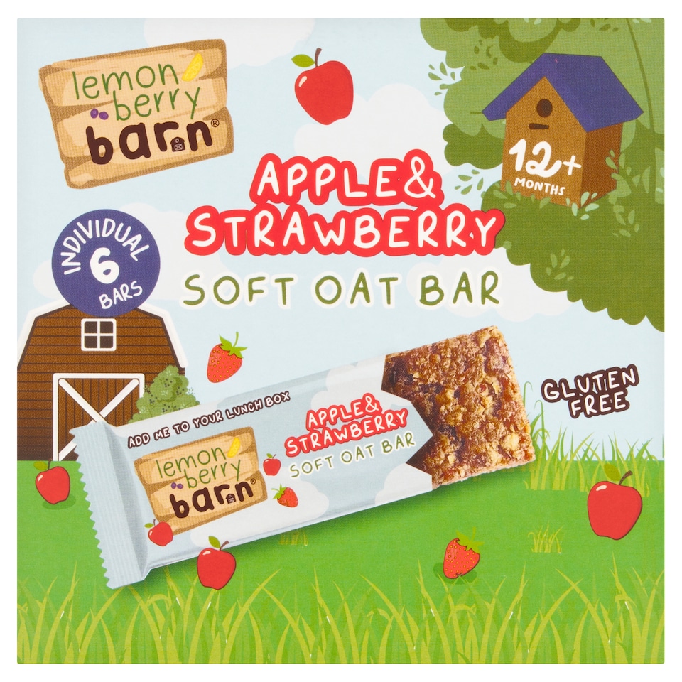 Lemon Berry Barn Apple & Strawberry Soft Oat Bars 6 x 23g