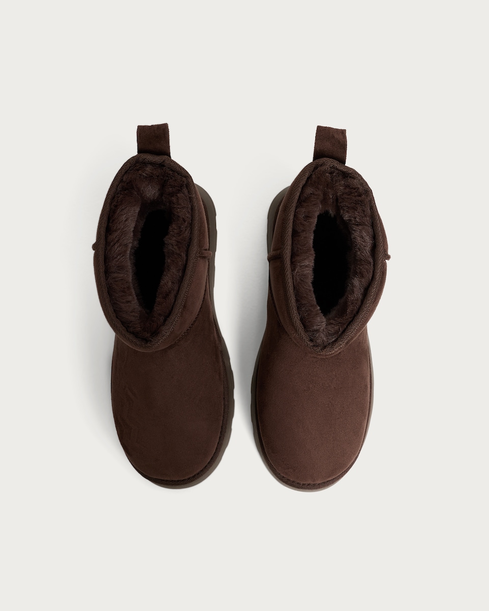 image 1 of F&F Faux Fur Lined Ankle Boot Slippers in Brown