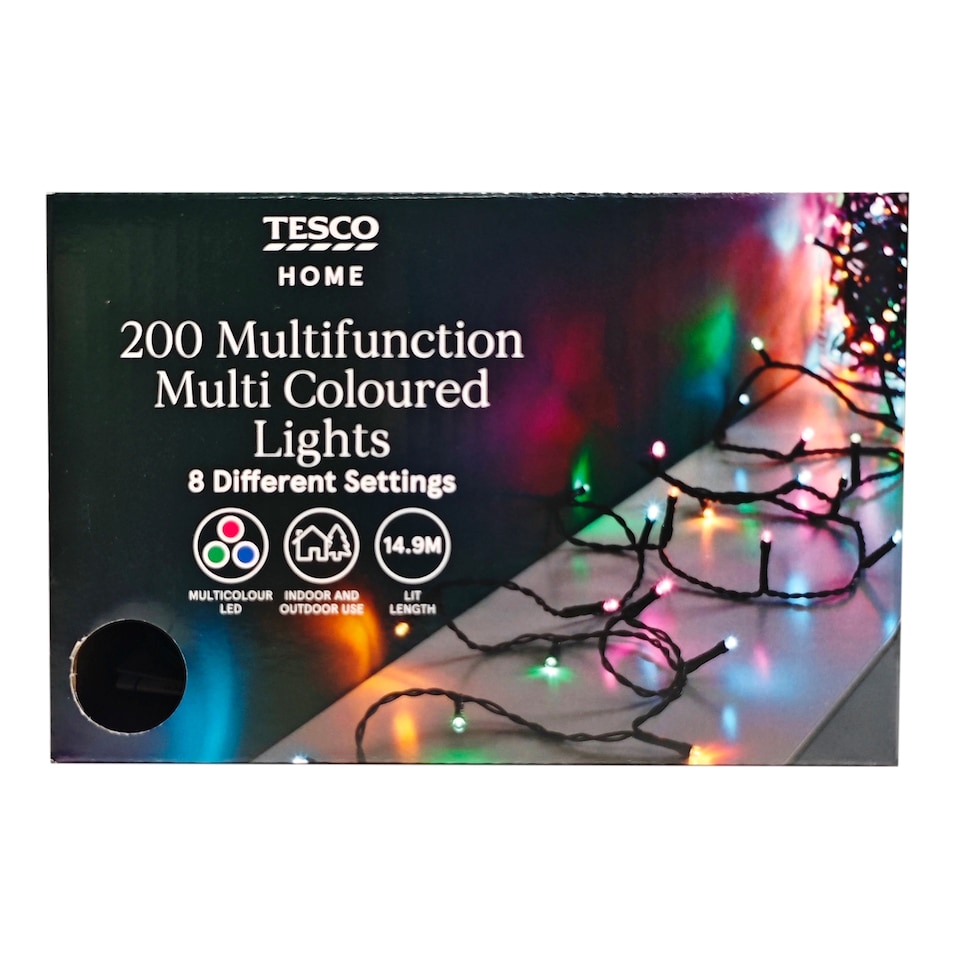 image 1 of Tesco 200 Multifunction Multicoloured LED Christmas Lights