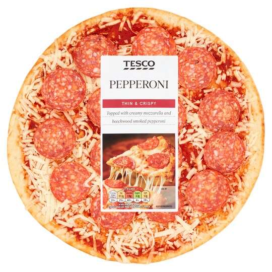 Tesco Thin & Crispy Pepperoni Pizza 272G Tesco Groceries