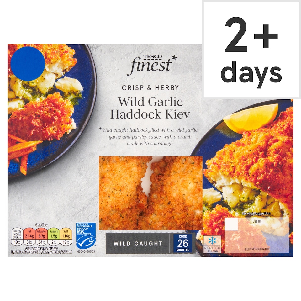 Tesco Finest Crisp & Herby Wild Garlic Haddock Kiev 