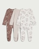 image 2 of F&F Baby 3-Pack Pure Cotton Milk Printed Sleepsuits in White
