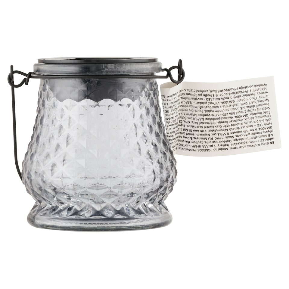 GM3004 plastová a sklenená solárna lampa 8,5 x 9,8 cm