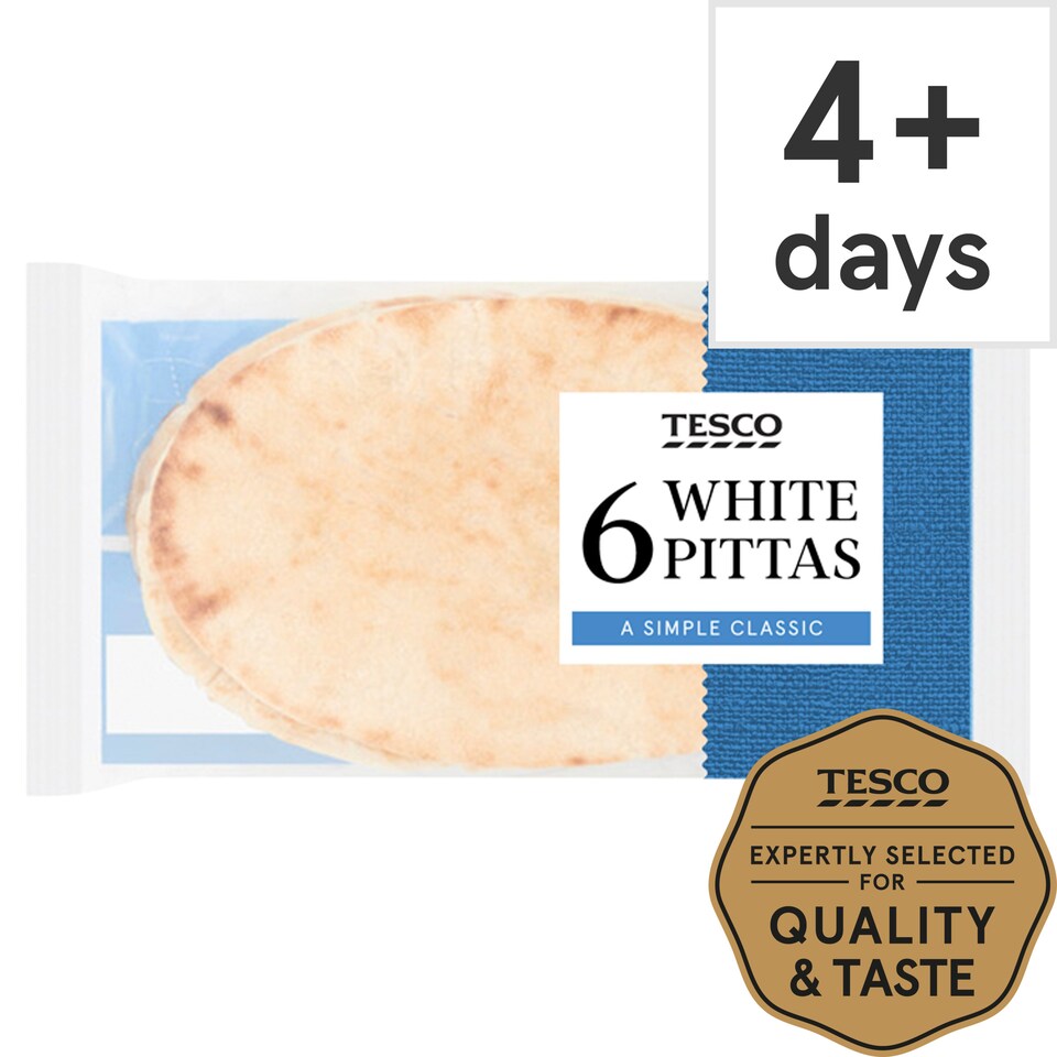 Tesco White Pitta Bread 6 Pack Tesco Groceries