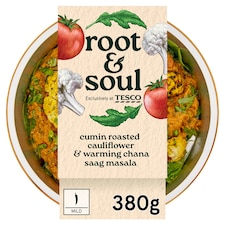 Root & Soul Cumin roasted cauliflower & warming Chana Saag Masala 380g