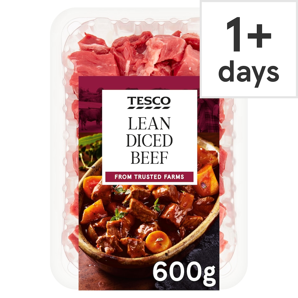 Tesco Lean Diced Beef 600G