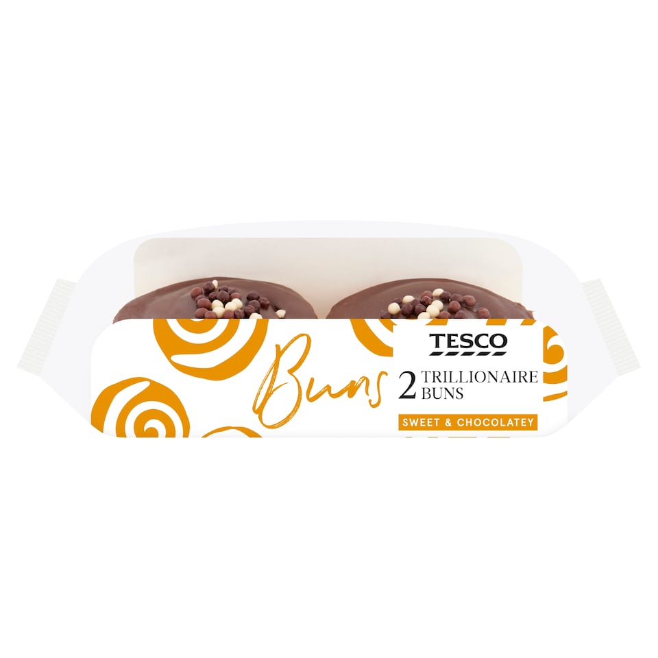 Tesco Chocolate Trillionaire Buns 2 Pack