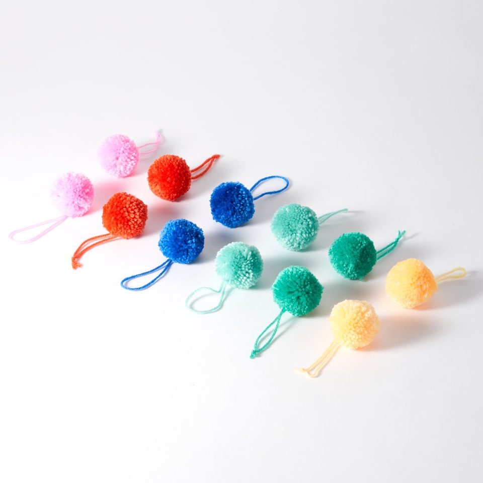 image 1 of Paperchase Cosmic Christmas Set of 12 Pom Pom Hanging Decorations