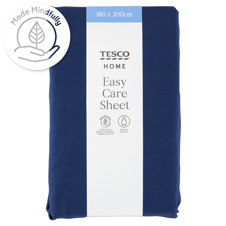 Tesco Home Easy Care sötétkék lepedő 180 x 200 cm