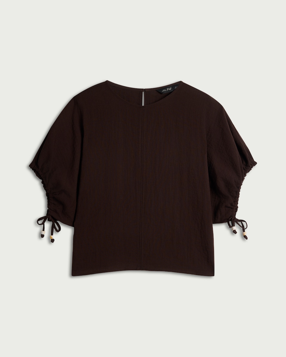 image 1 of F&F Textured Batwing Top in Brown