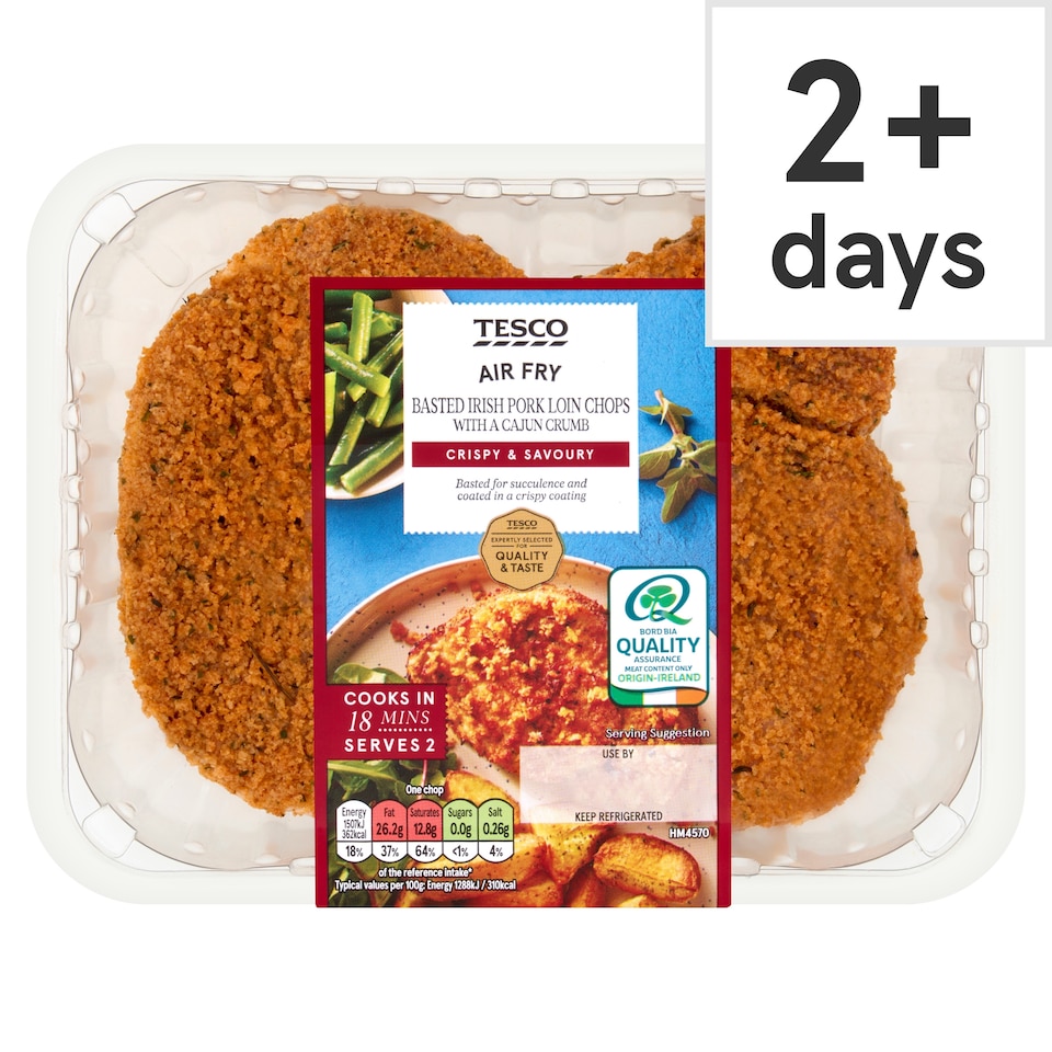 Tesco Basted Irish Pork Loin Chops with a Cajun crumb 348g