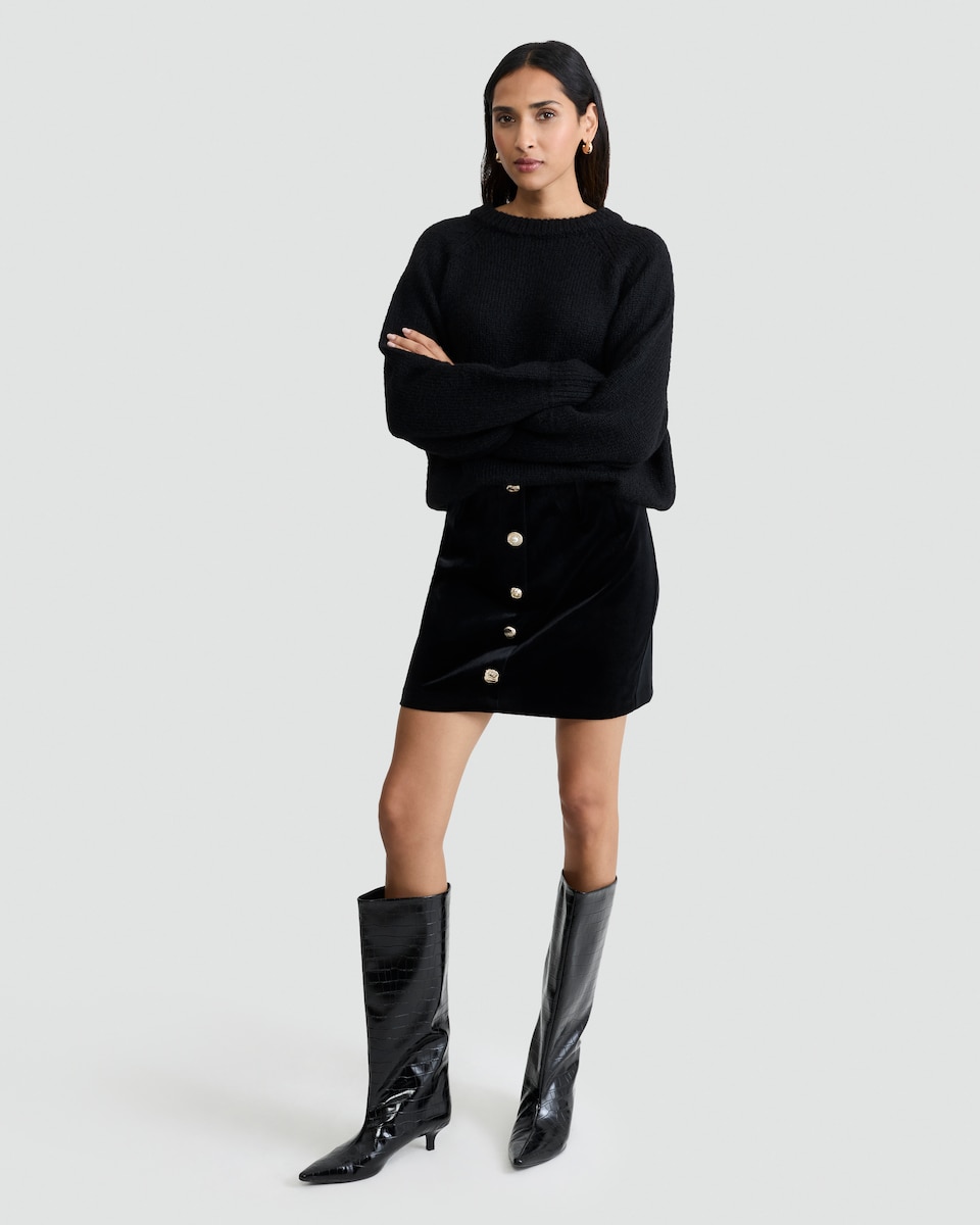 image 1 of F&F Knitted Satin Bow Back Jumper in Black