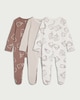 image 1 of F&F Baby 3-Pack Pure Cotton Milk Printed Sleepsuits in White
