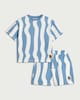image 4 of F&F Boys 2-Piece Pure Cotton Wave Print T-Shirt and Shorts Set in Blue