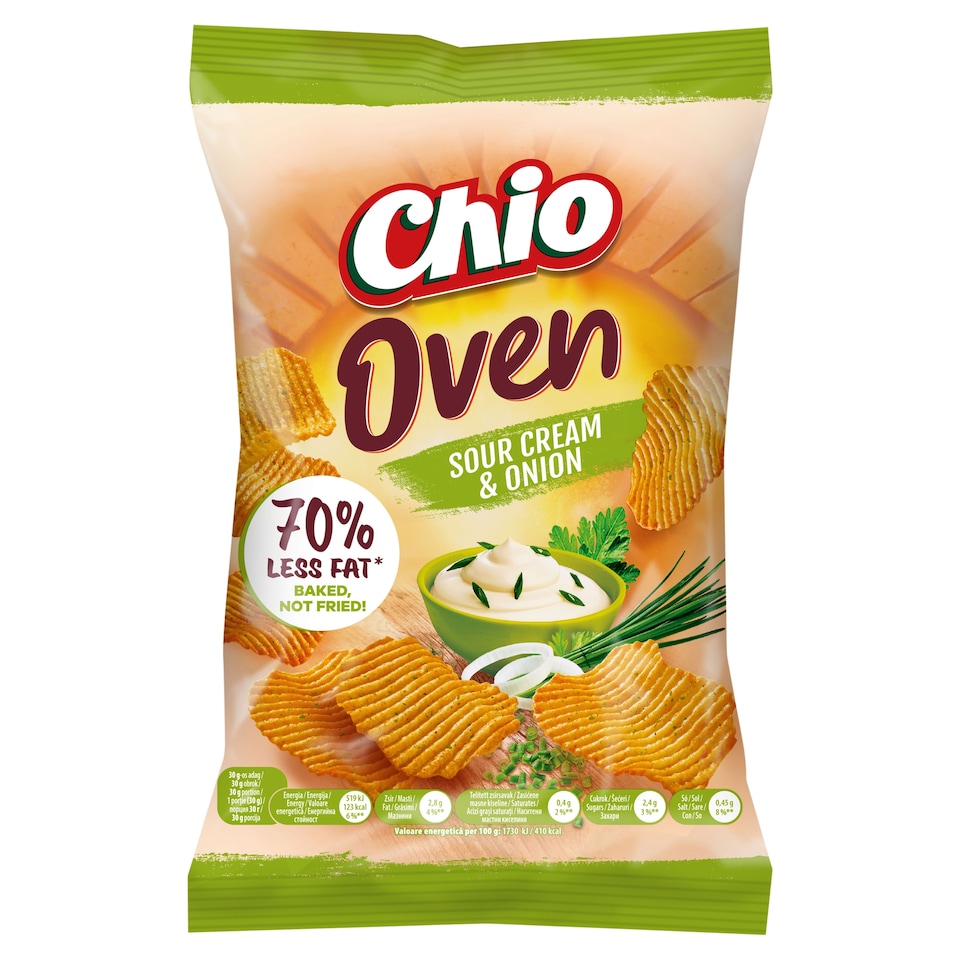 Chio Oven kemencében sütött hagymás-tejfölös ízű burgonyachips 50 g