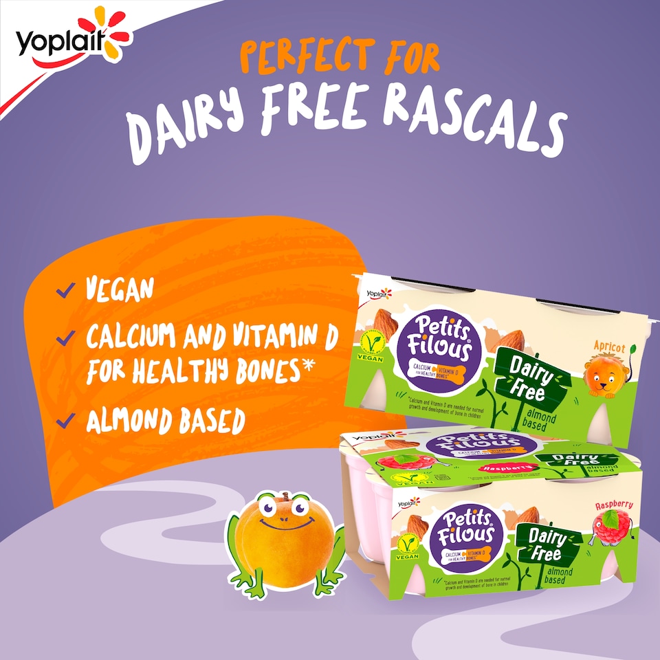 image 1 of Petits Filous Raspberry Dairy Free Kids Yoghurt Pots 4x95g