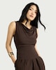 image 1 of F&F Cowl Neck Sleeveless Top in Brown