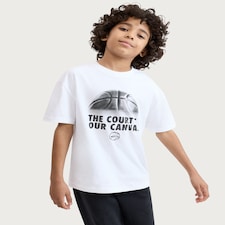 F&F Boys Pure Cotton Basketball Print Oversized Fit T-Shirt in White