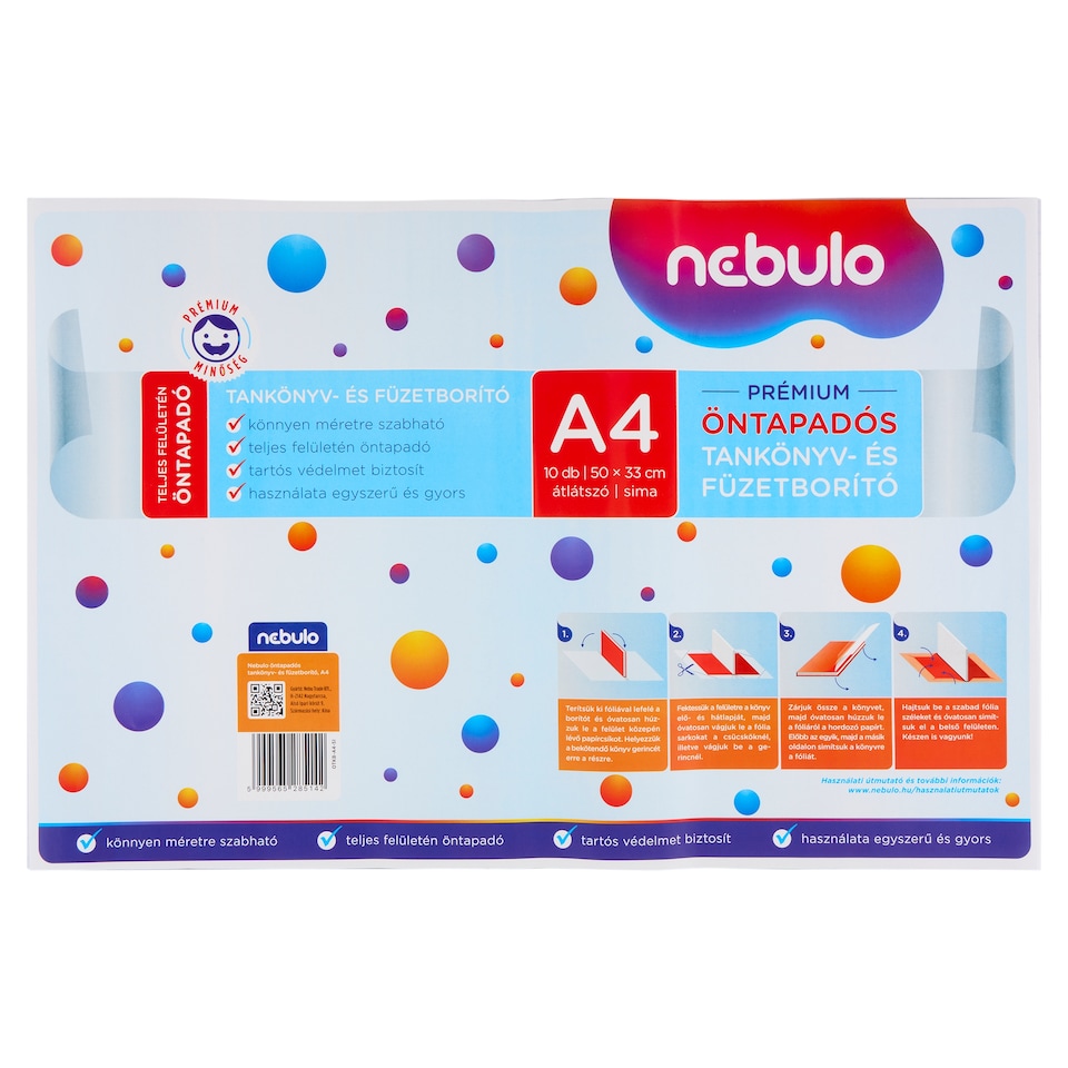 Nebulo Premium A4 Transparent, Smooth Self-Adhesive Textbook and Notebook Cover 50 x 33 cm 10 pcs